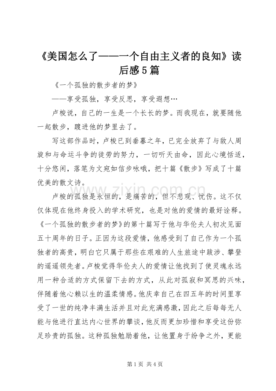 《美国怎么了——一个自由主义者的良知》读后感5篇 .docx_第1页