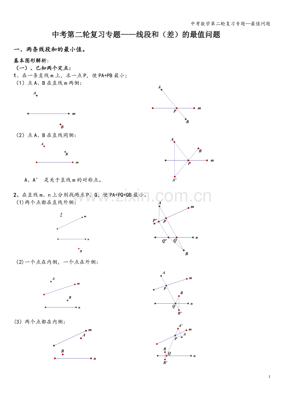 中考数学第二轮复习专题--最值问题.doc_第1页