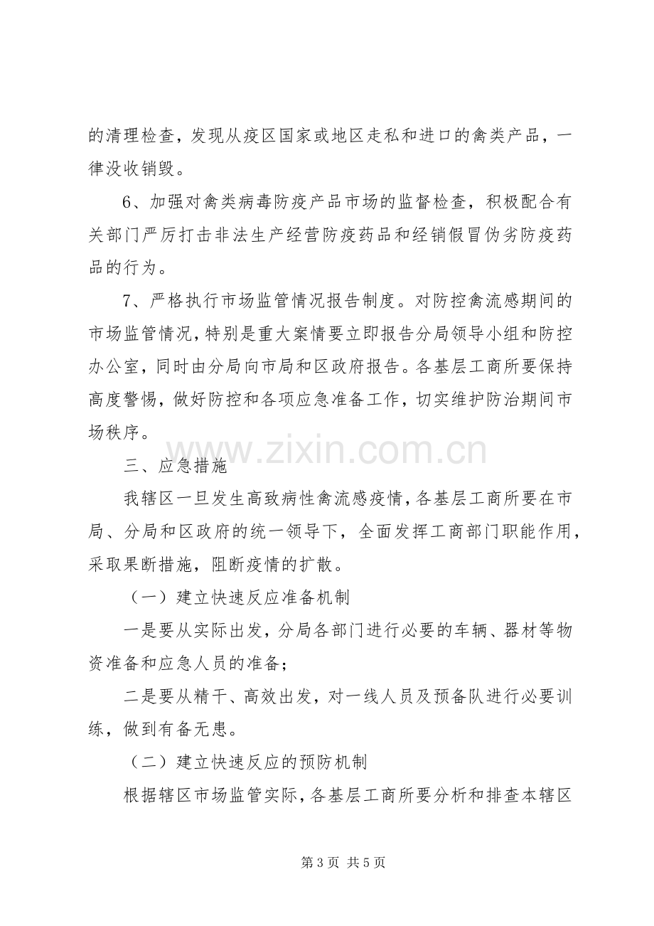 工商分局高致病性禽流感应急预案.docx_第3页