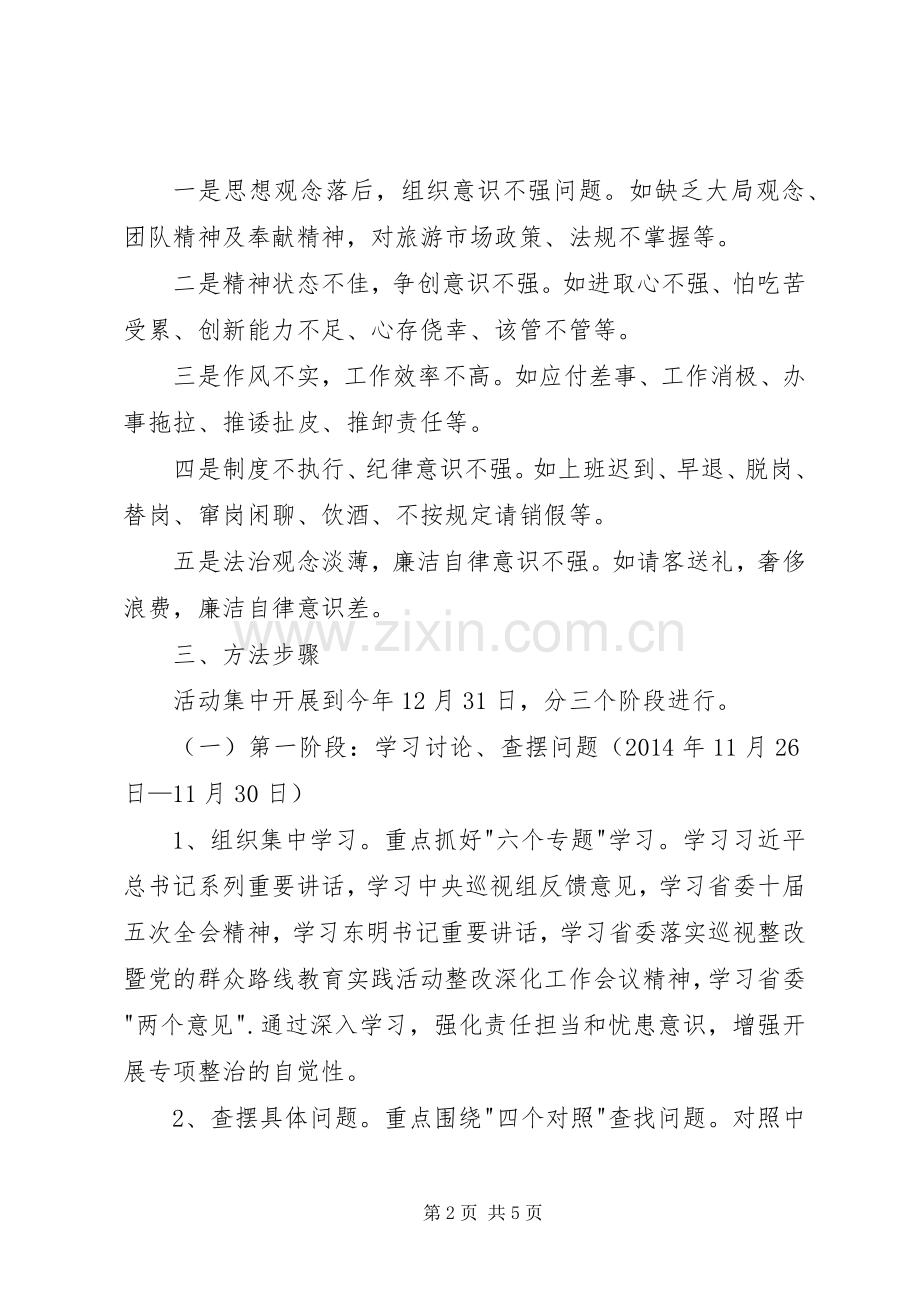 旅游管理局庸懒散浮拖问题专项整治工作方案.docx_第2页