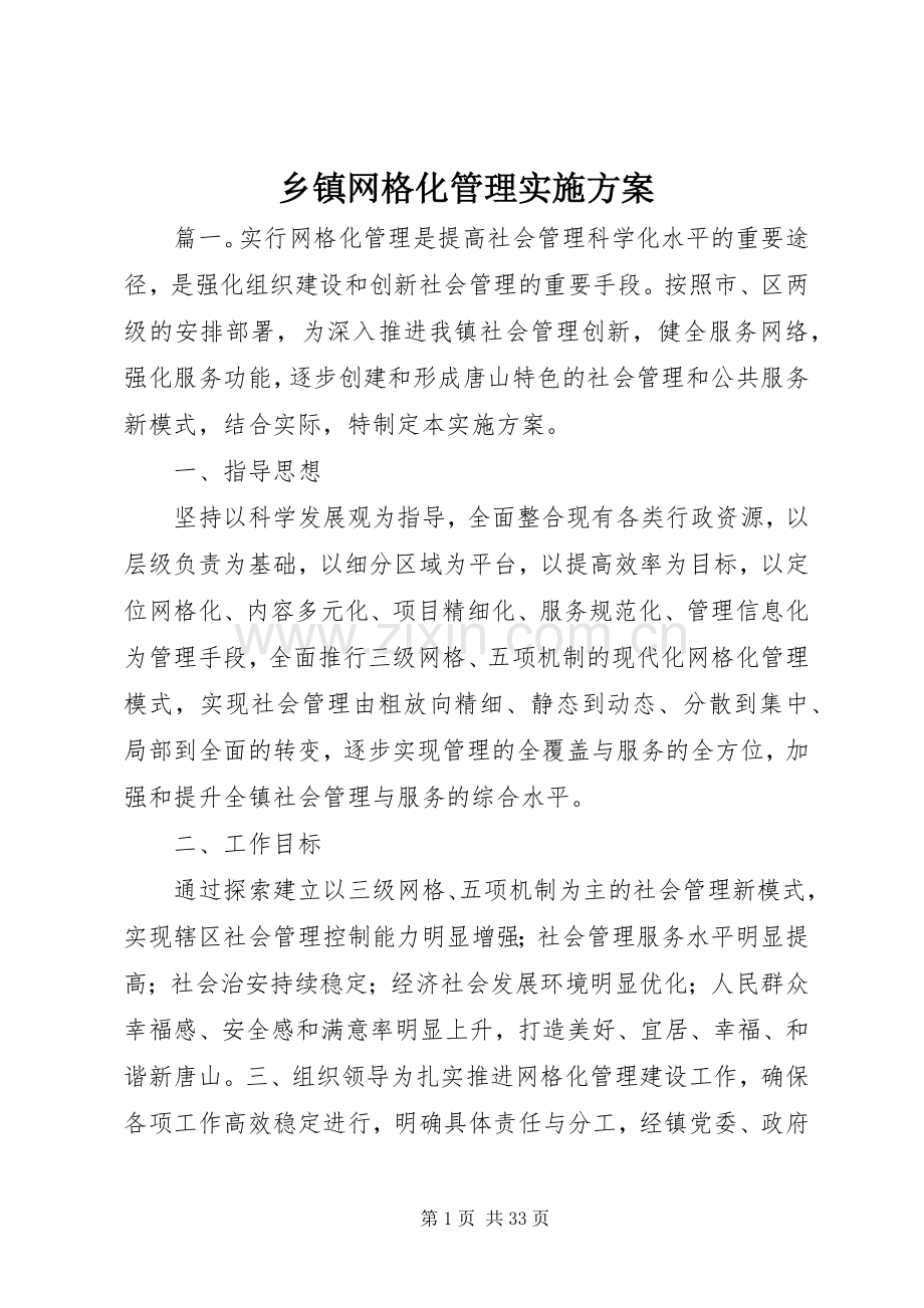 乡镇网格化管理方案.docx_第1页