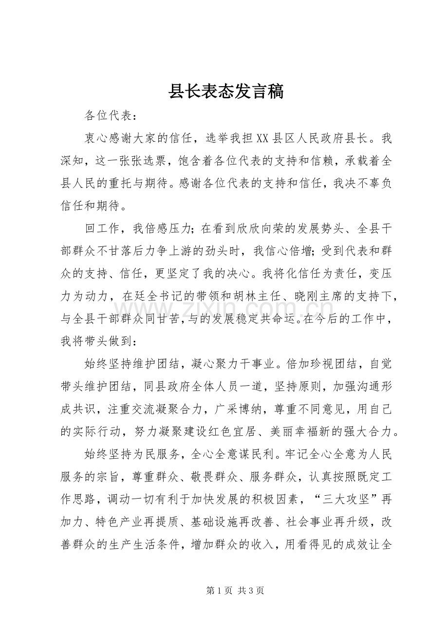 县长表态发言稿.docx_第1页