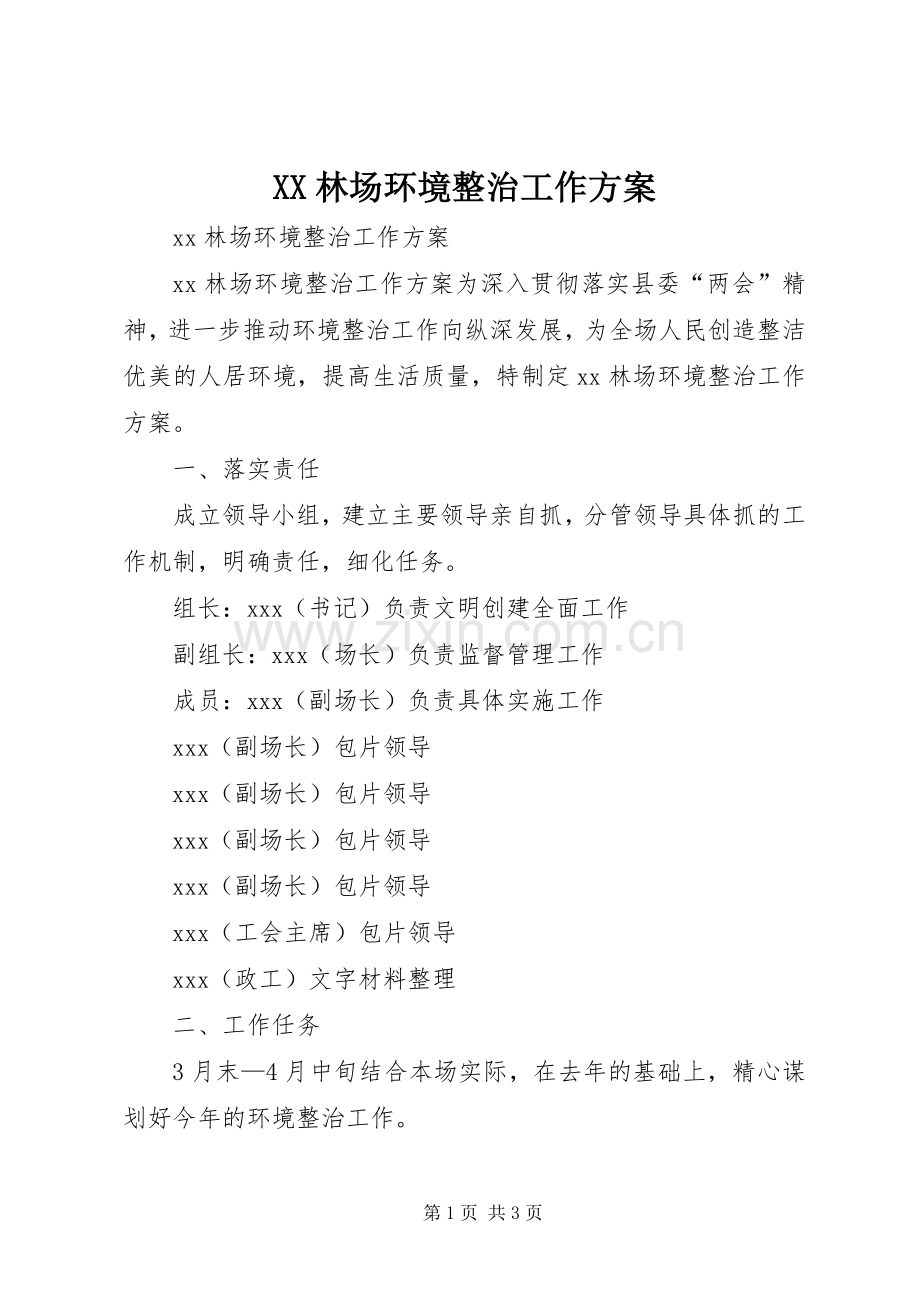 XX林场环境整治工作实施方案.docx_第1页