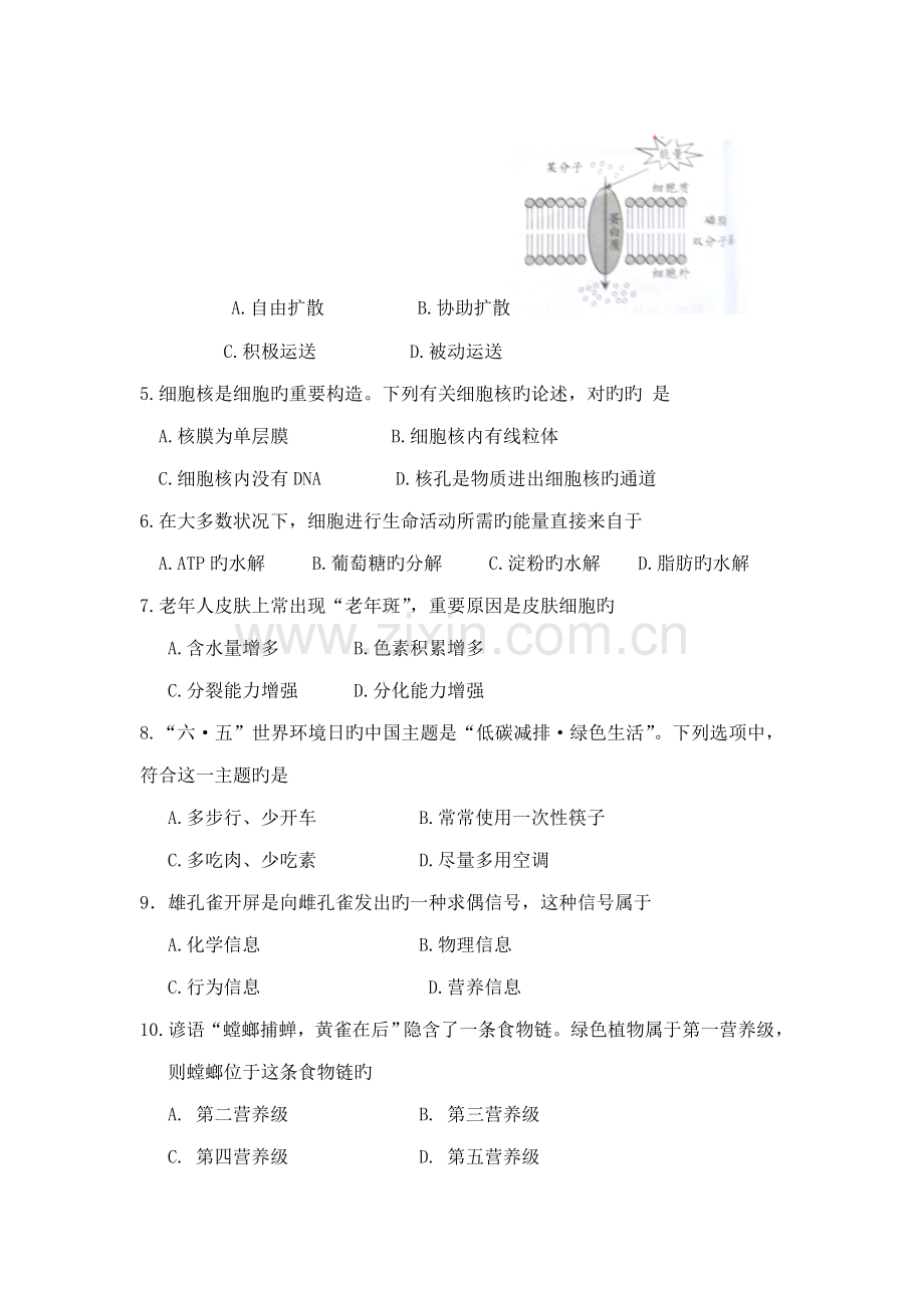 2023年6月广东省普通高中学业水平考试生物试卷新版.doc_第2页