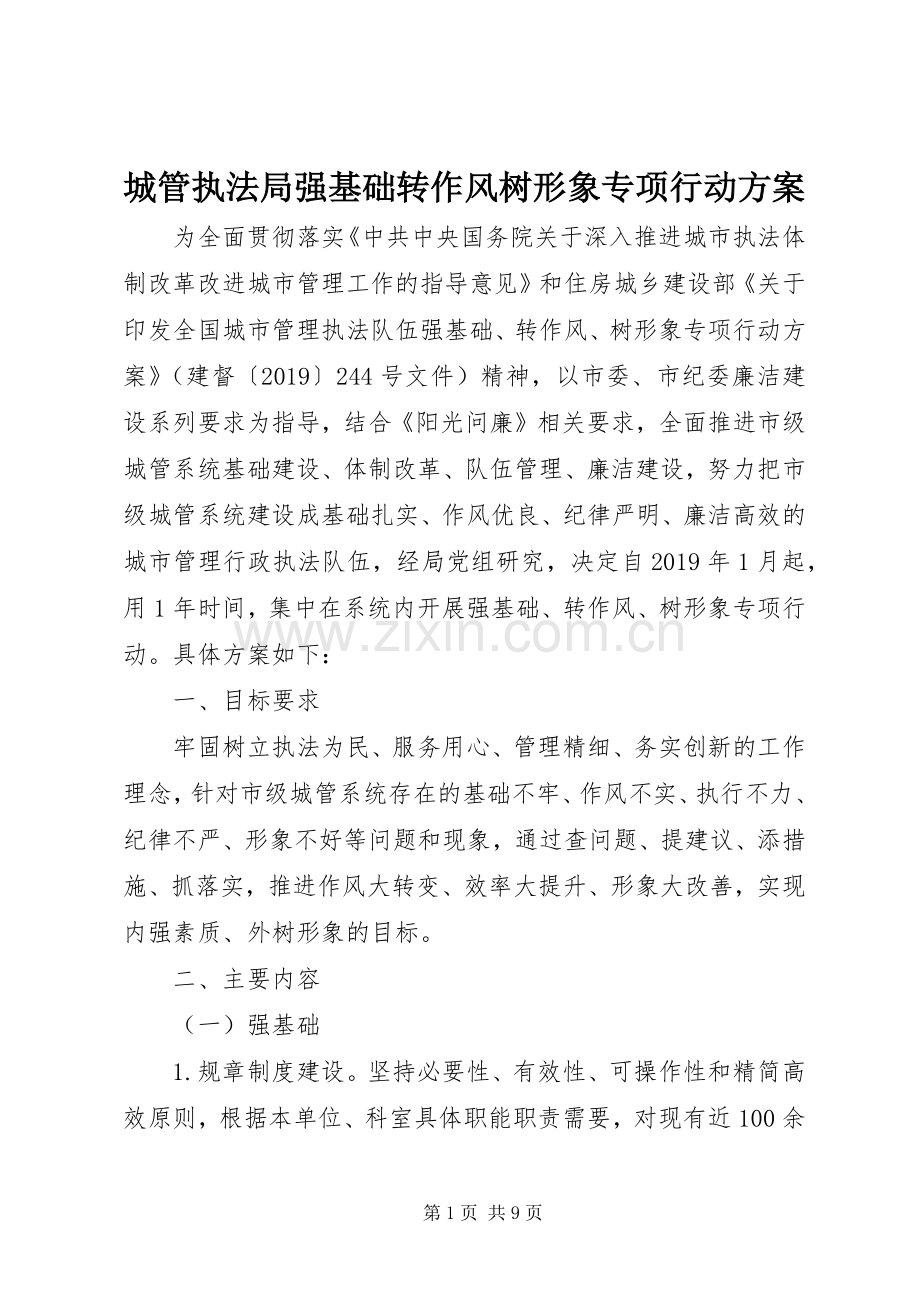 城管执法局强基础转作风树形象专项行动实施方案.docx_第1页