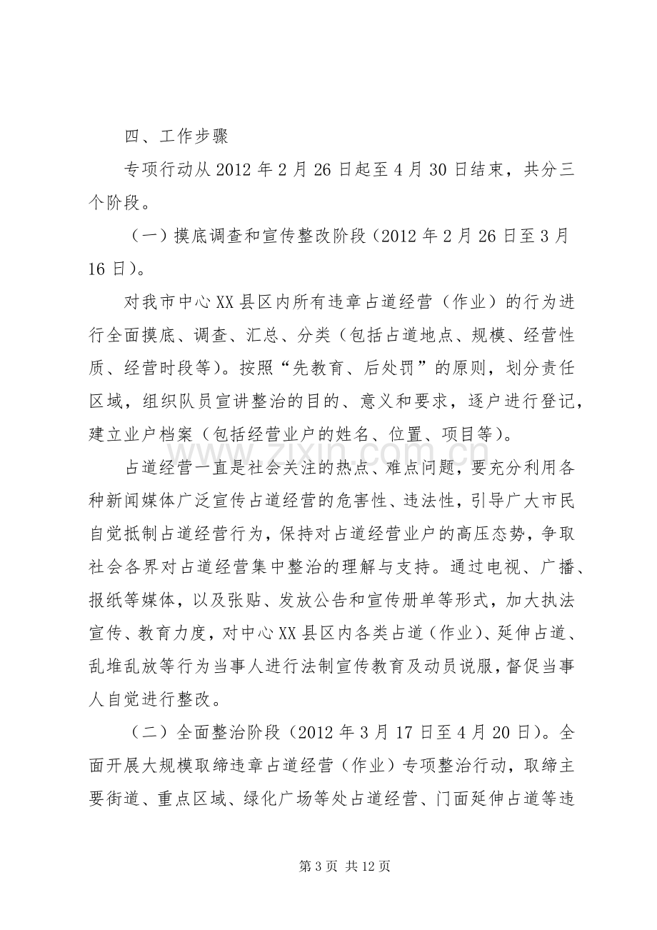 中心XX县区占道经营专项整治行动工作实施方案.docx_第3页