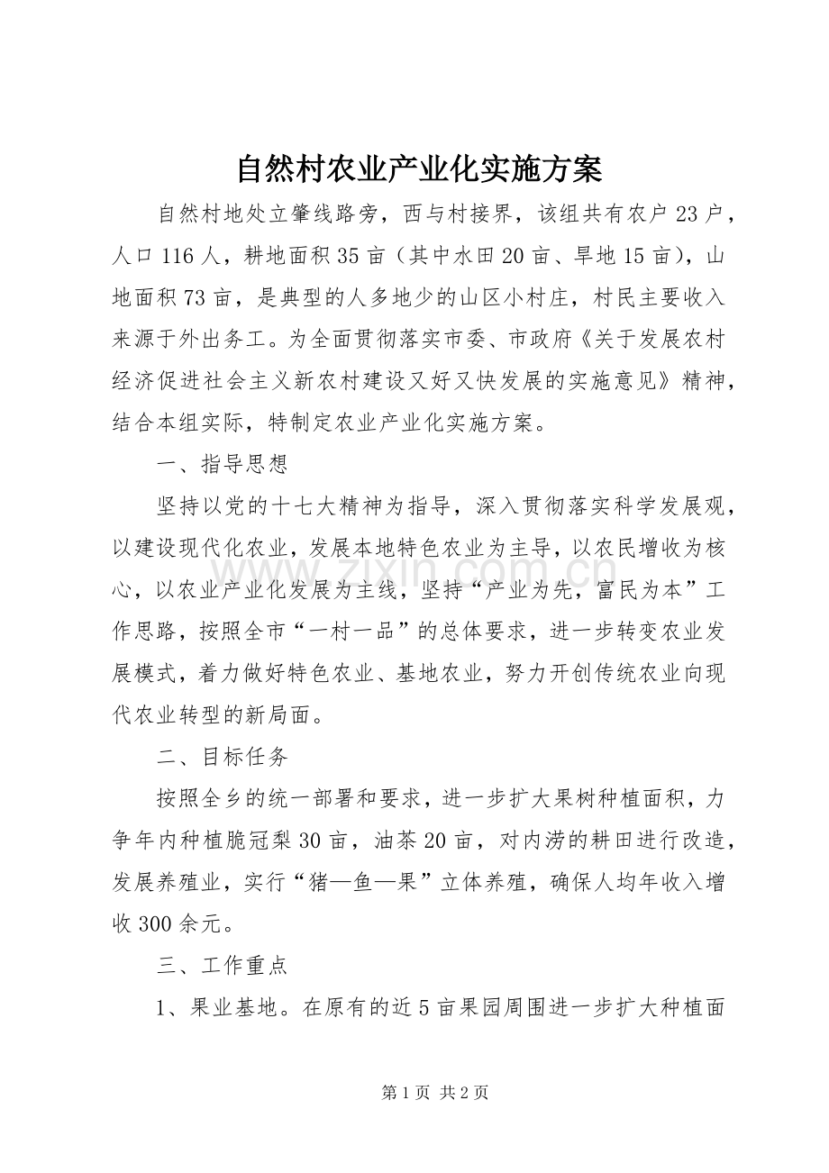 自然村农业产业化方案.docx_第1页