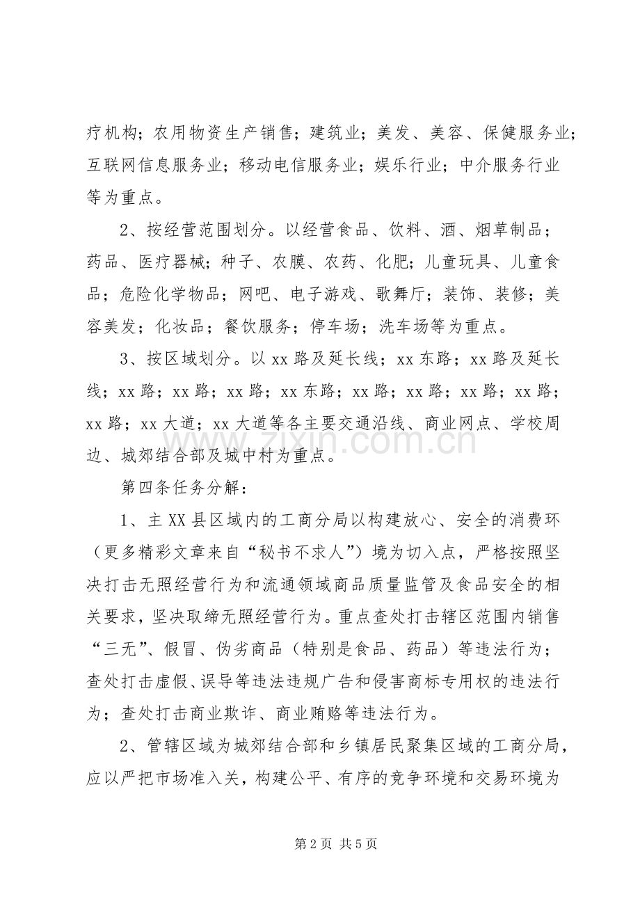 区工商行政管理局清理整顿无照经营行动工作方案实施意见.docx_第2页