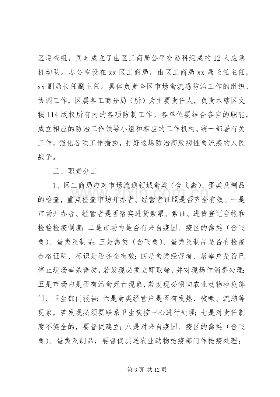 区高致病性禽流感防制指部市场监管组工作实施方案.docx_第3页