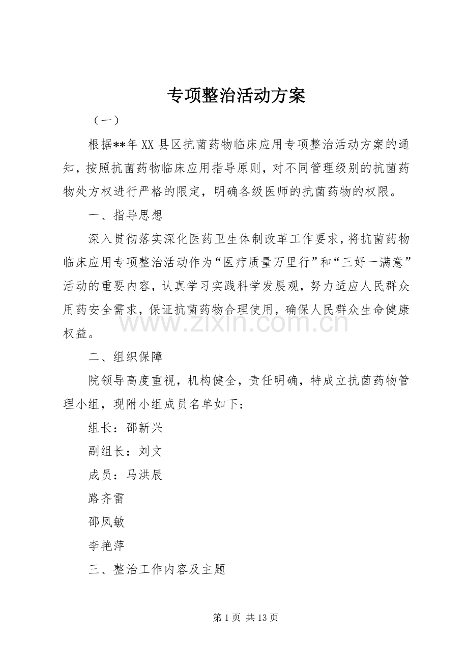 专项整治活动实施方案.docx_第1页