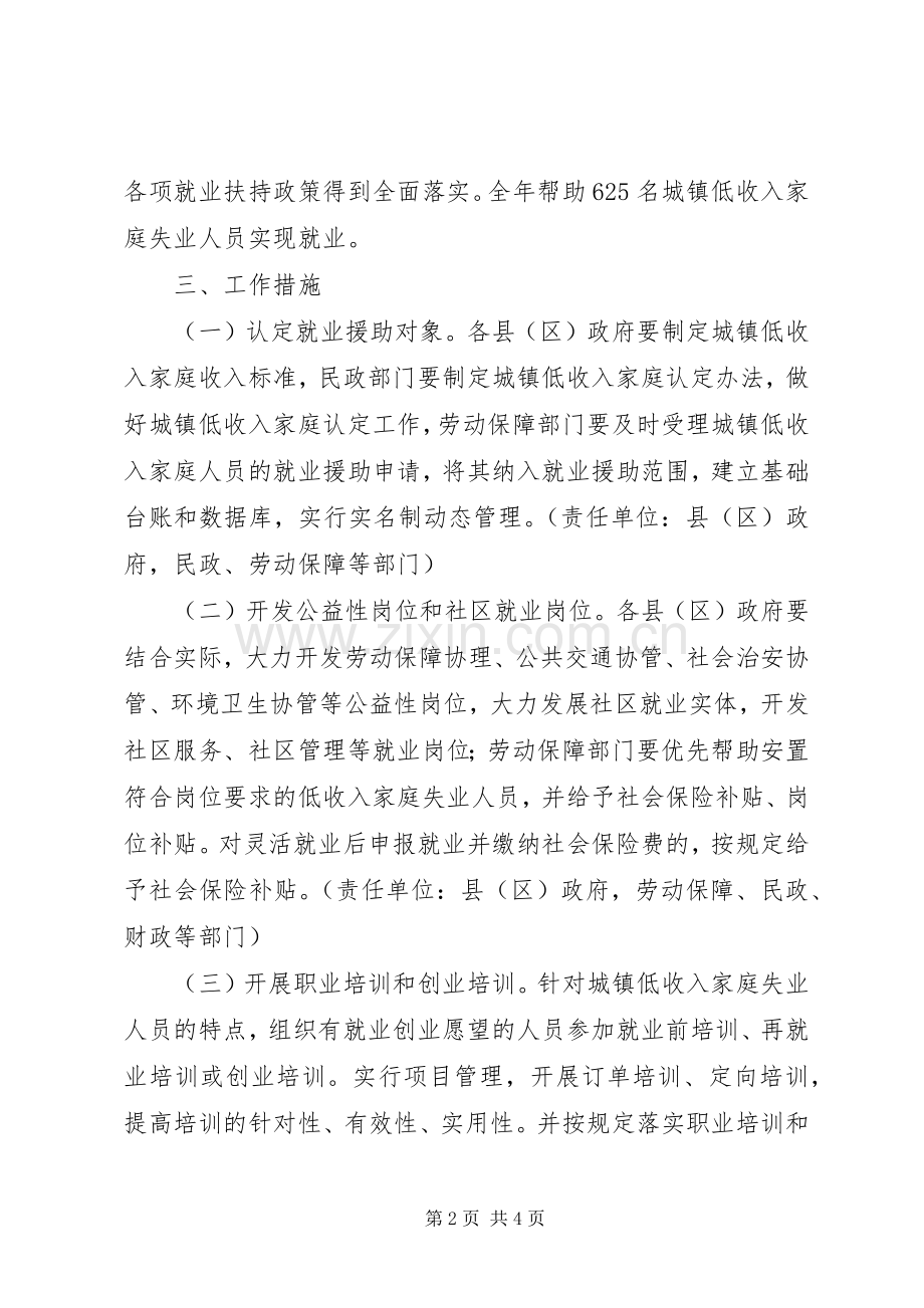 城镇低收入失业人员就业工作实施方案-城镇失业人员有人管吗.docx_第2页