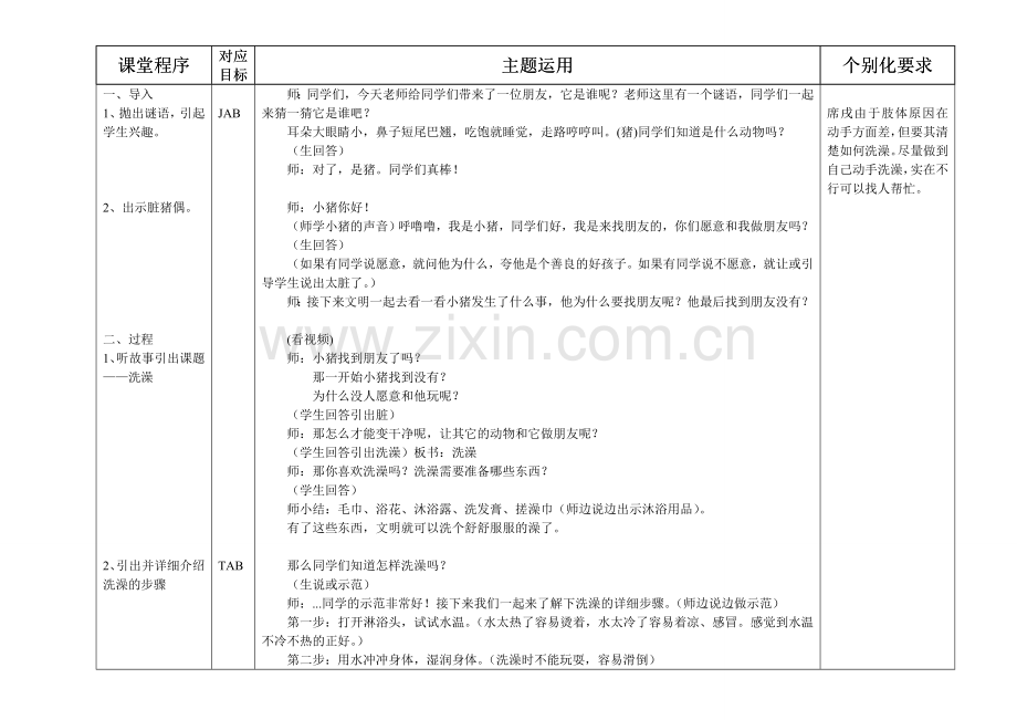 讲卫生的孩子（洗澡）教案.doc_第2页