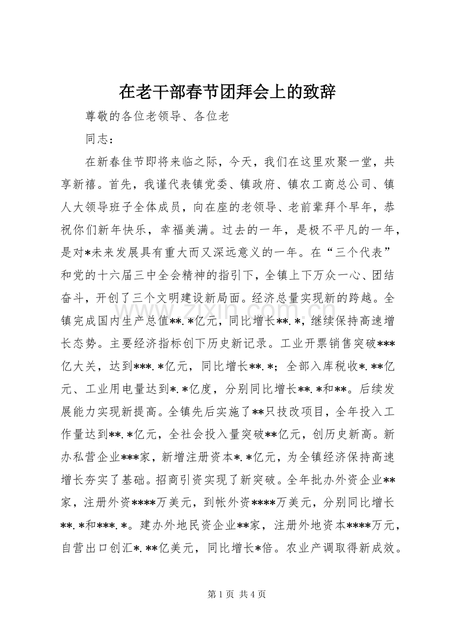 在老干部春节团拜会上的致辞演讲(5).docx_第1页