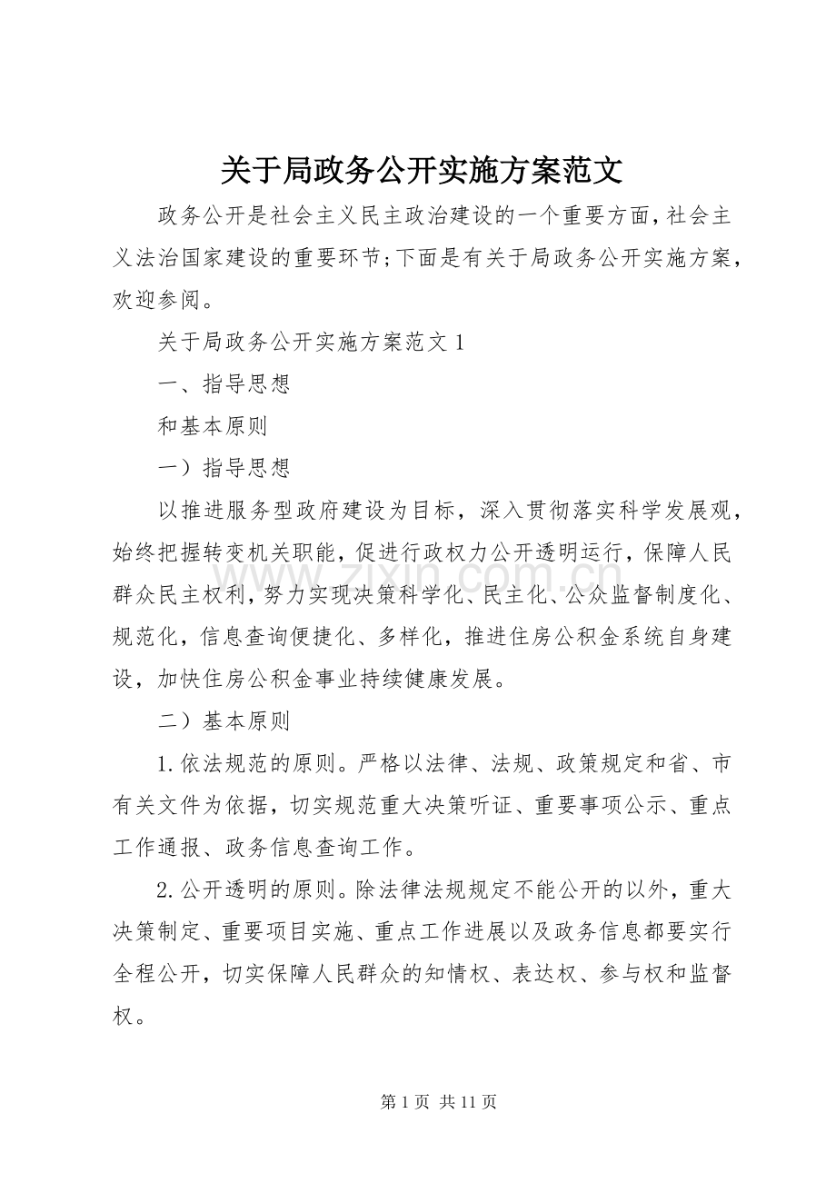 关于局政务公开方案范文.docx_第1页