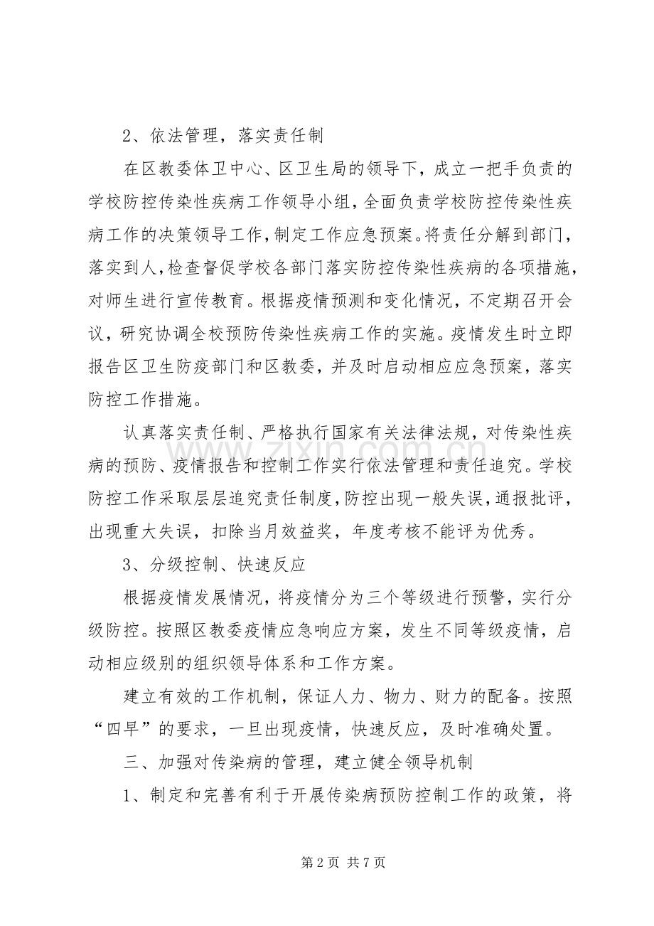 学校传染病防控工作应急处置预案 .docx_第2页