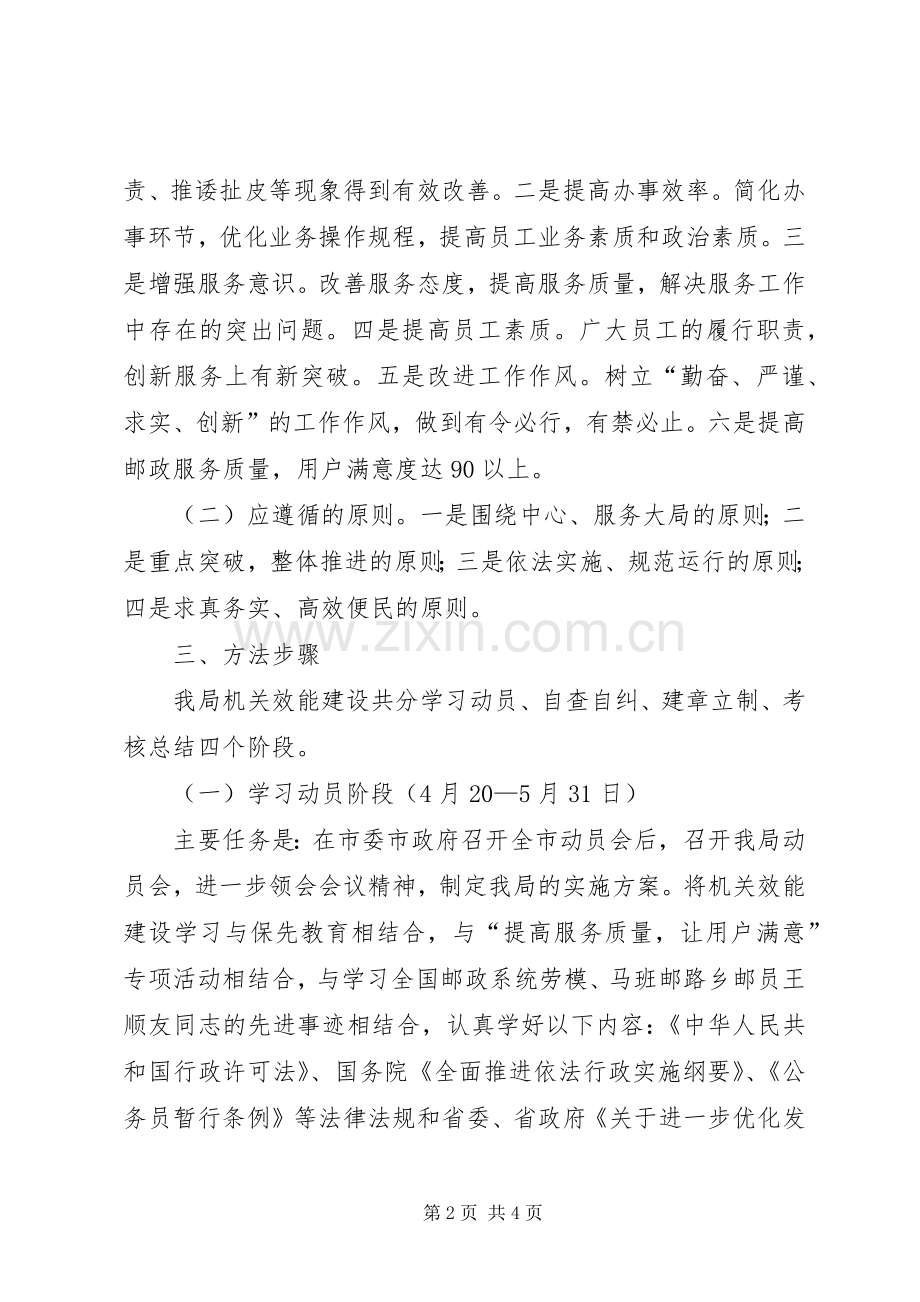 邮政局关于开展机关效能建设的方案 .docx_第2页