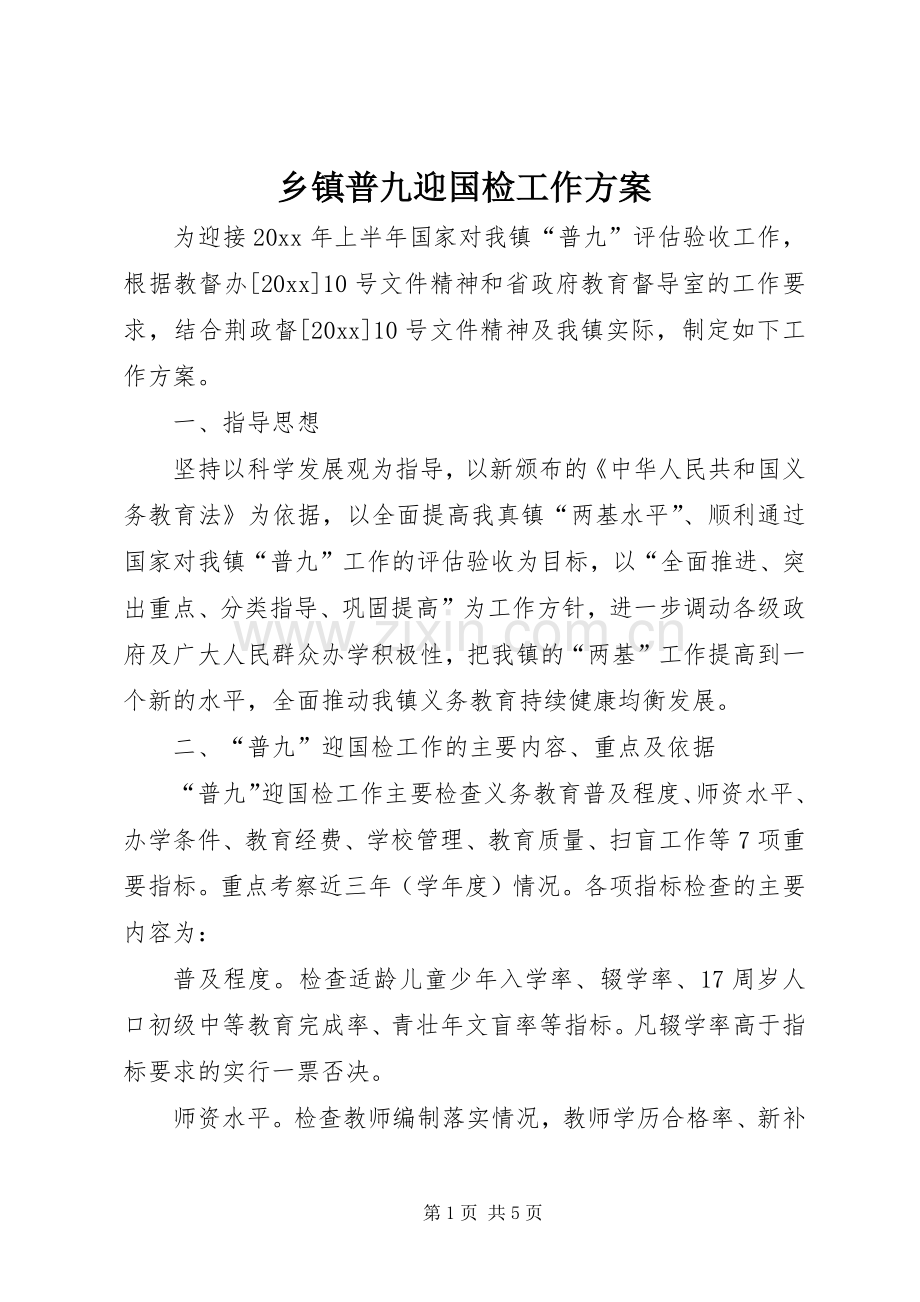 乡镇普九迎国检工作实施方案.docx_第1页