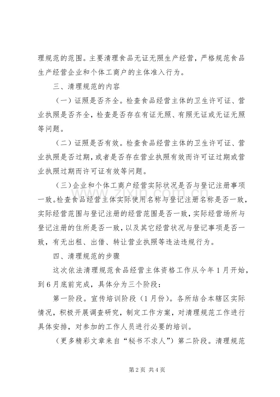 关于开展依法清理规范食品经营主体资格的方案.docx_第2页