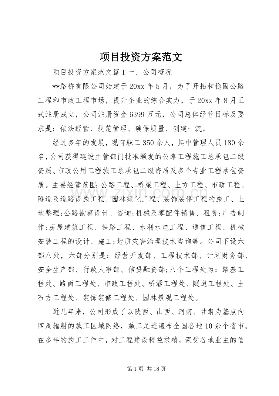 项目投资实施方案范文.docx_第1页