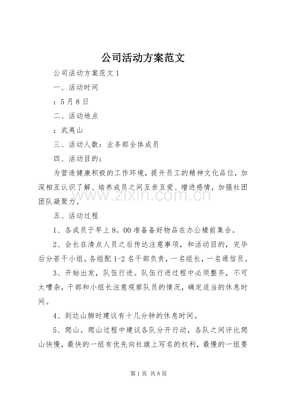 公司活动实施方案范文 .docx_第1页