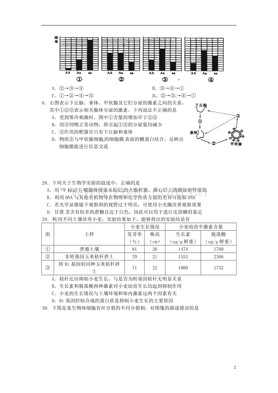 广东省连州市连州中学高三生物-4月27选择题复习试题-人教版.doc_第2页