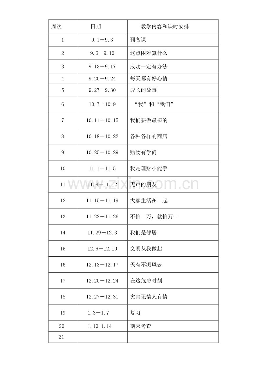 人教版2014年小学思品四年级上册教案教学计划.doc_第2页