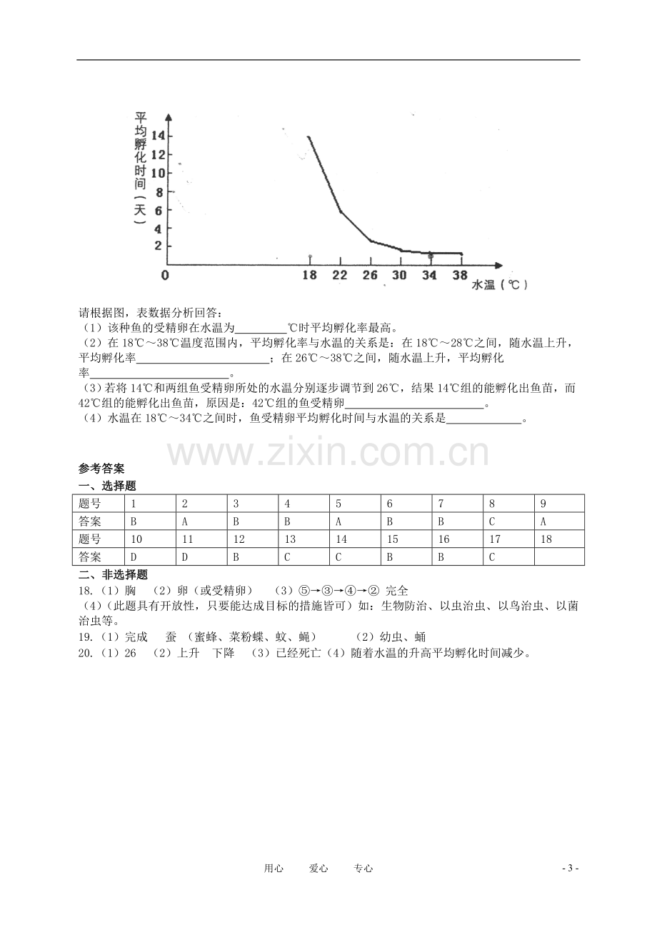 八年级生物上册《动物的生殖和发育》同步练习1-苏科版.doc_第3页