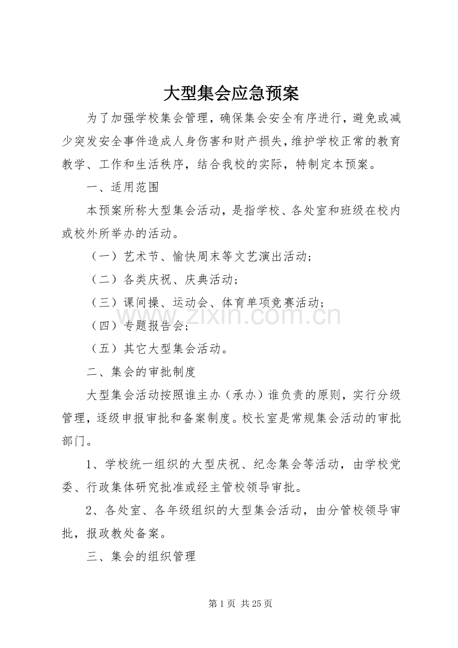 大型集会应急处理预案.docx_第1页