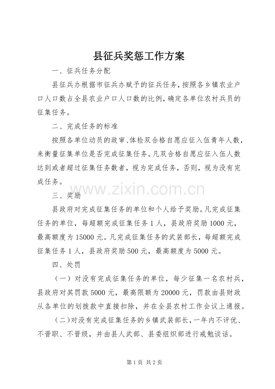 县征兵奖惩工作实施方案.docx_第1页