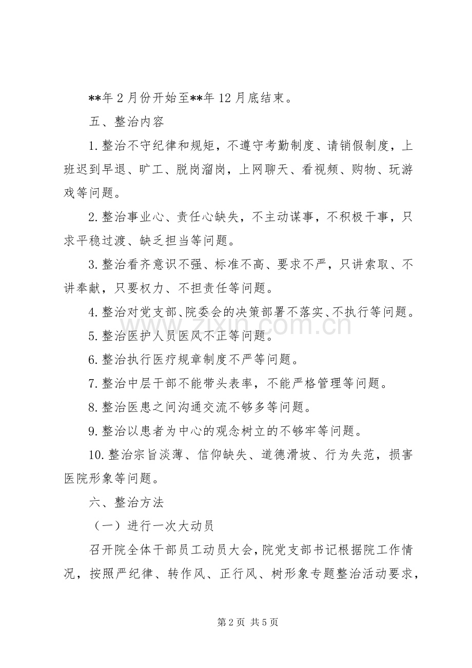 关于医院开展严纪律转作风正行风树形象专项活动实施方案.docx_第2页