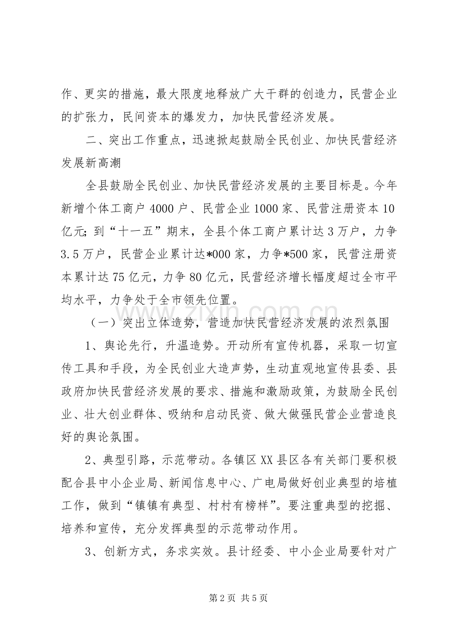 县加快民营经济发展动员大会上的讲话.docx_第2页