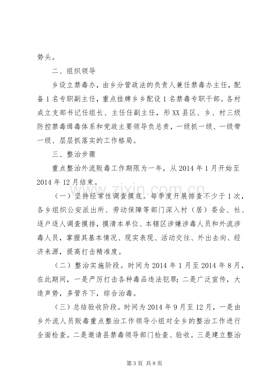 整治外流人员贩毒工作实施方案[五篇范例].docx_第3页