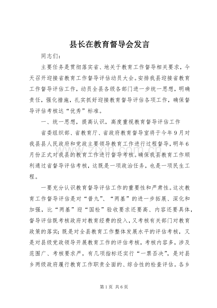 县长在教育督导会发言稿.docx_第1页