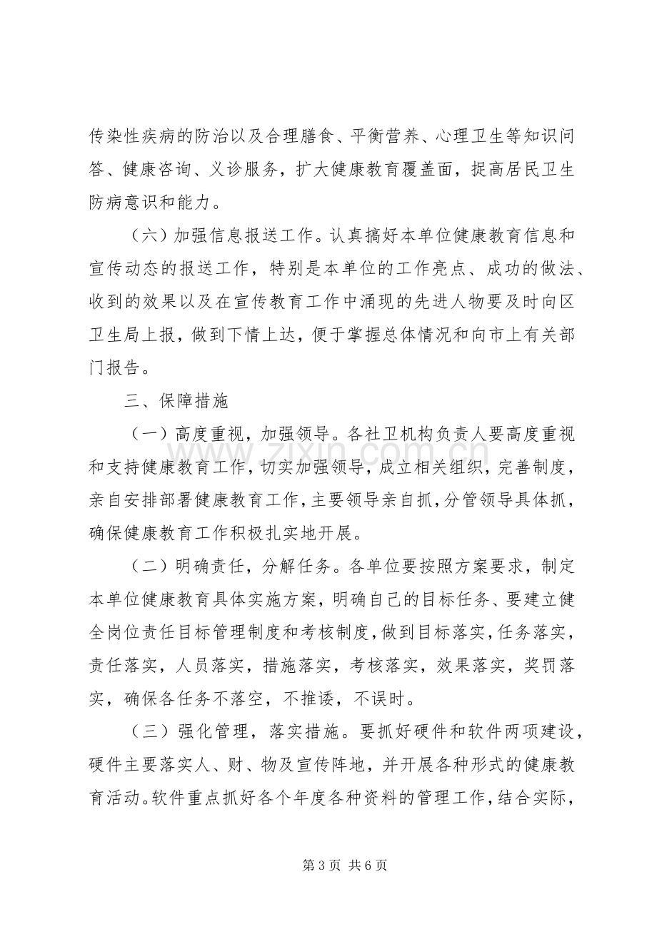 XX年社区健康教育工作实施方案 ().docx_第3页