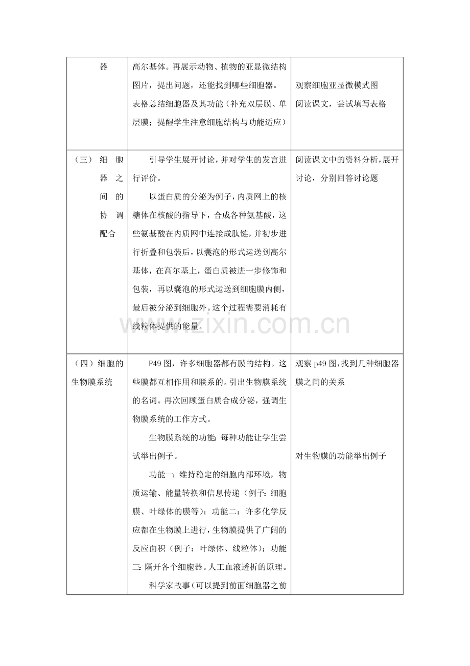 高中生物细胞器―系统内的分工合作(教案)人教版必修1.doc_第3页