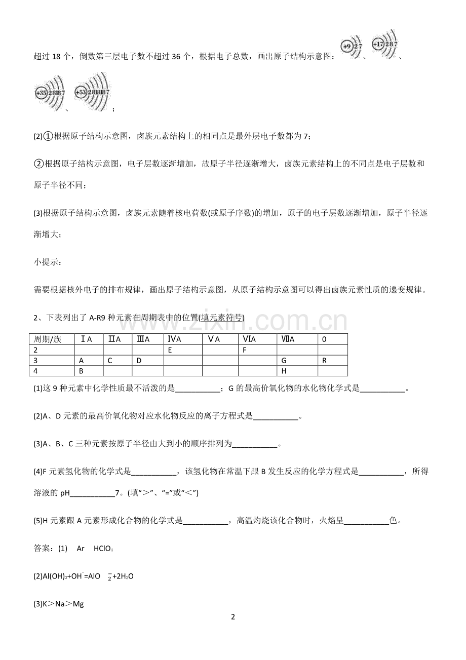 全国通用版高中化学必修一第四章物质结构元素周期律知识点梳理.pdf_第2页