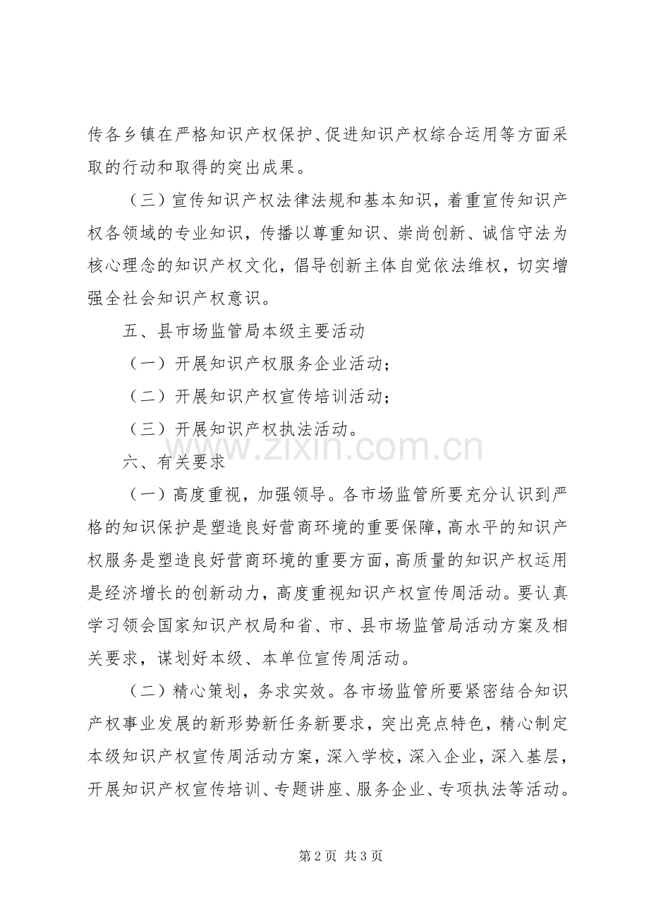 XX年全县知识产权宣传周活动实施方案.docx_第2页