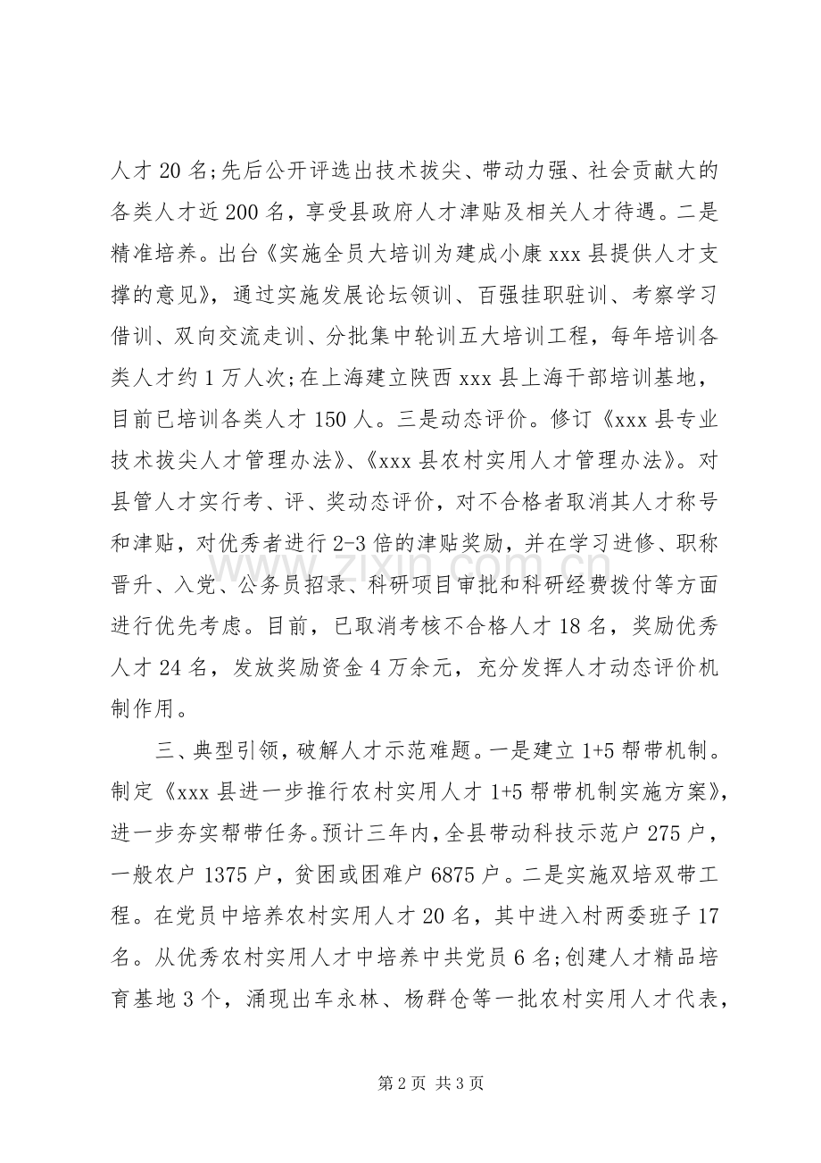 人才发展体制机制改革工作座谈会上的发言材料.docx_第2页