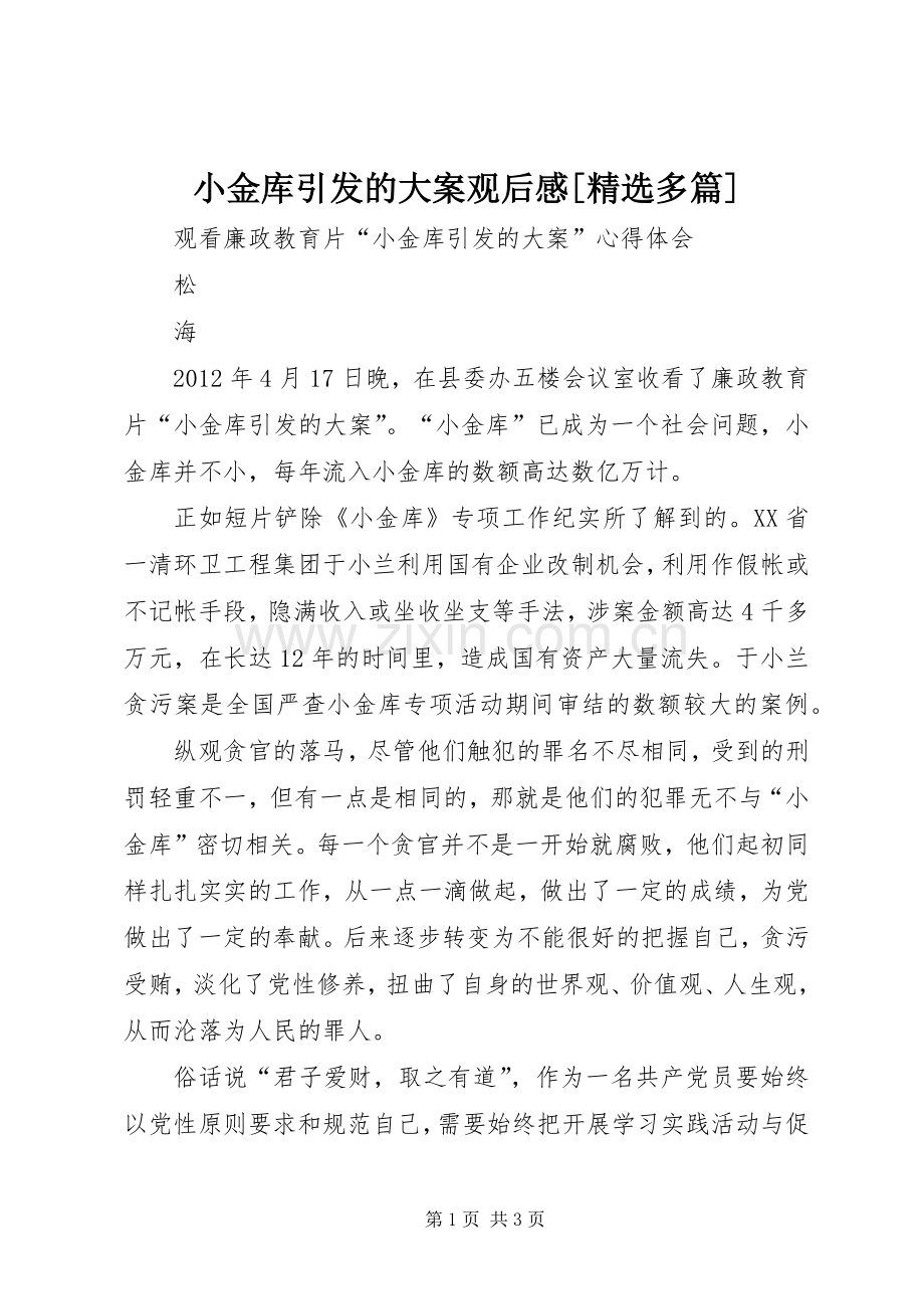 小金库引发的大案观后感[多篇] .docx_第1页