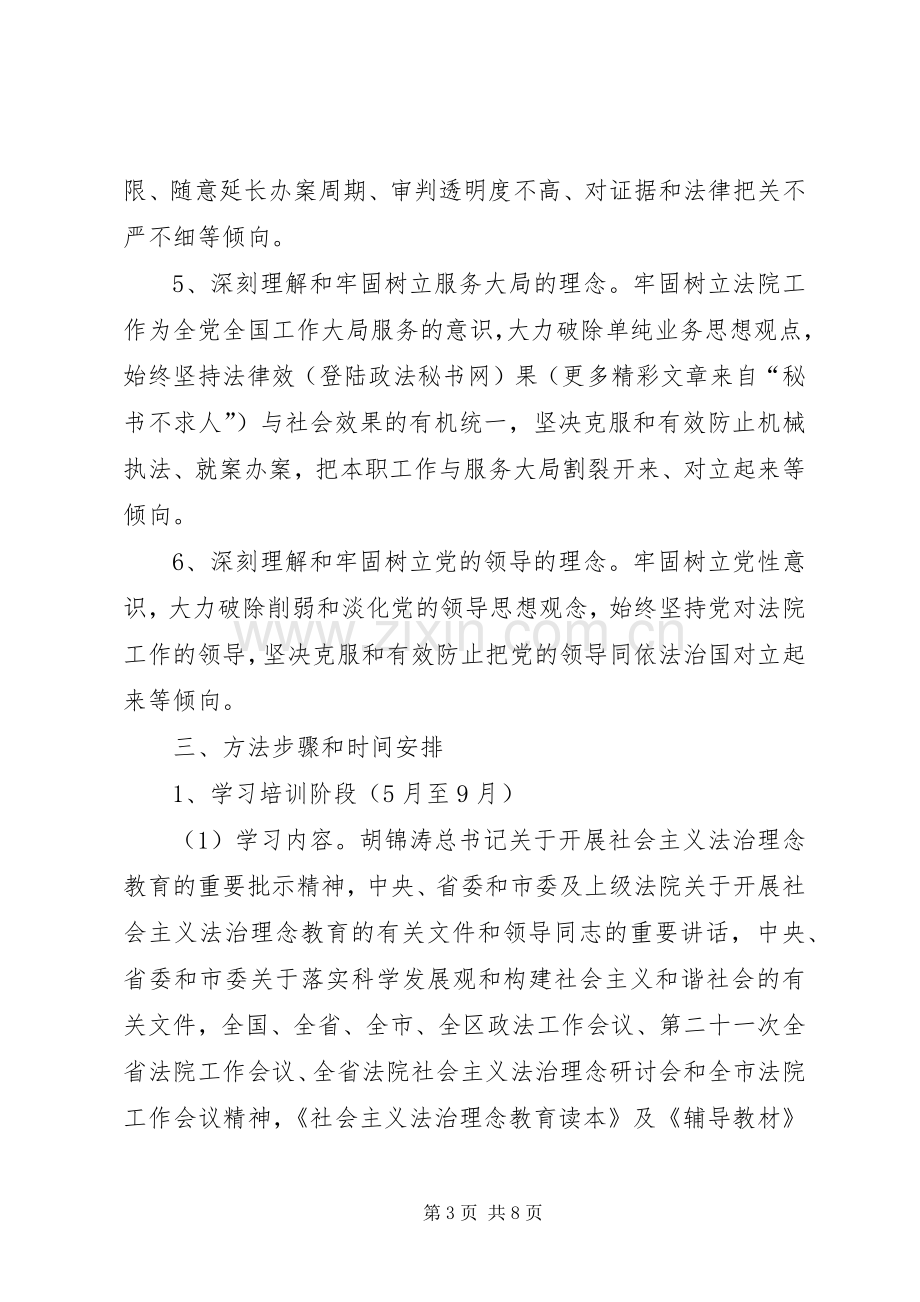 法院开展社会主义法治理念教育活动方案 .docx_第3页