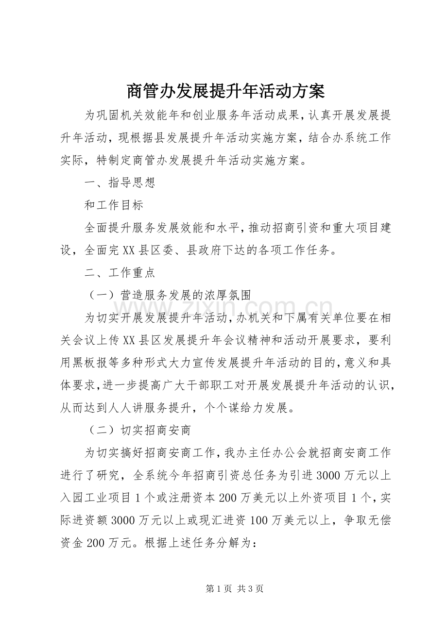 商管办发展提升年活动实施方案.docx_第1页