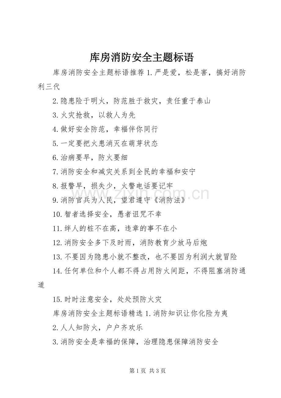 库房消防安全主题标语.docx_第1页