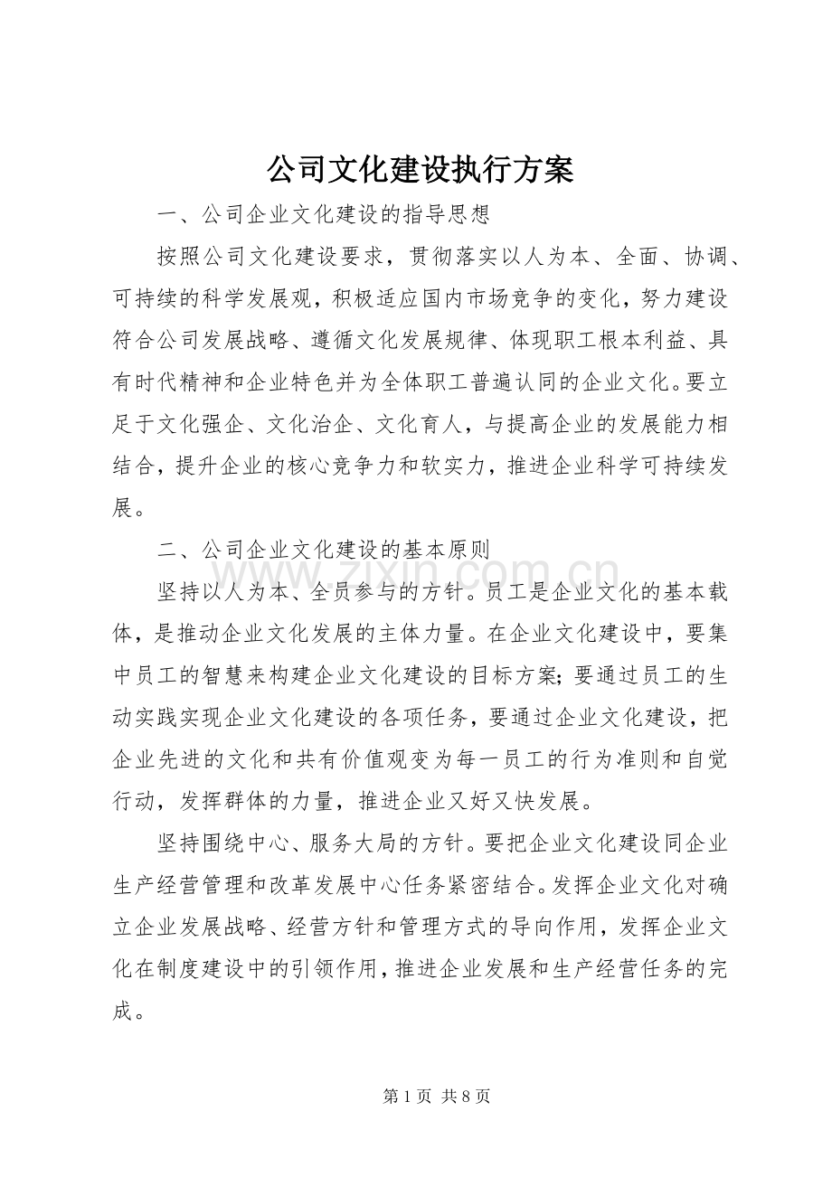 公司文化建设执行实施方案.docx_第1页