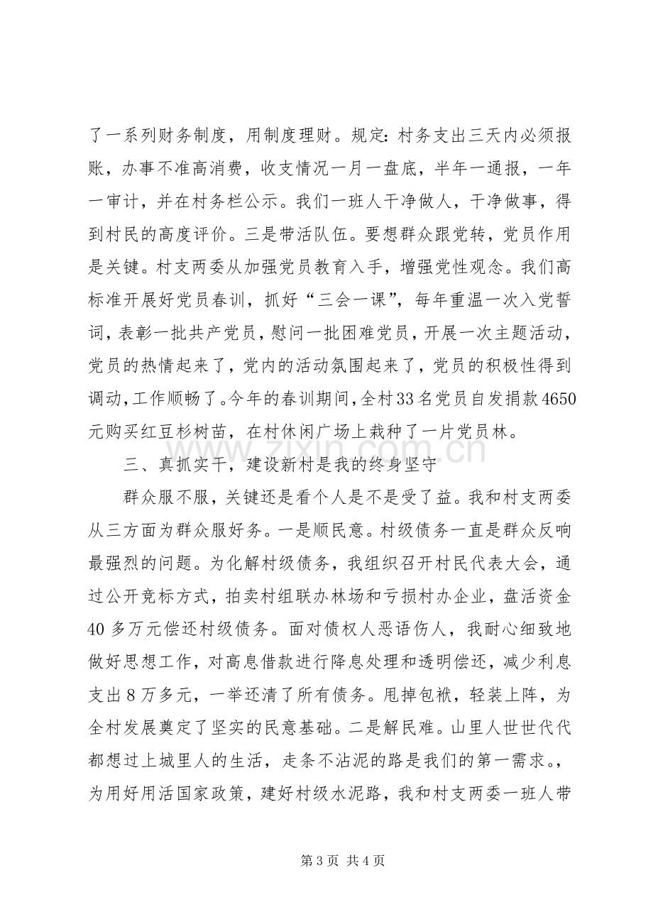 七一座谈会村党支部书记典型发言（为有奉献多豪迈敢教沧浪换新颜）.docx_第3页