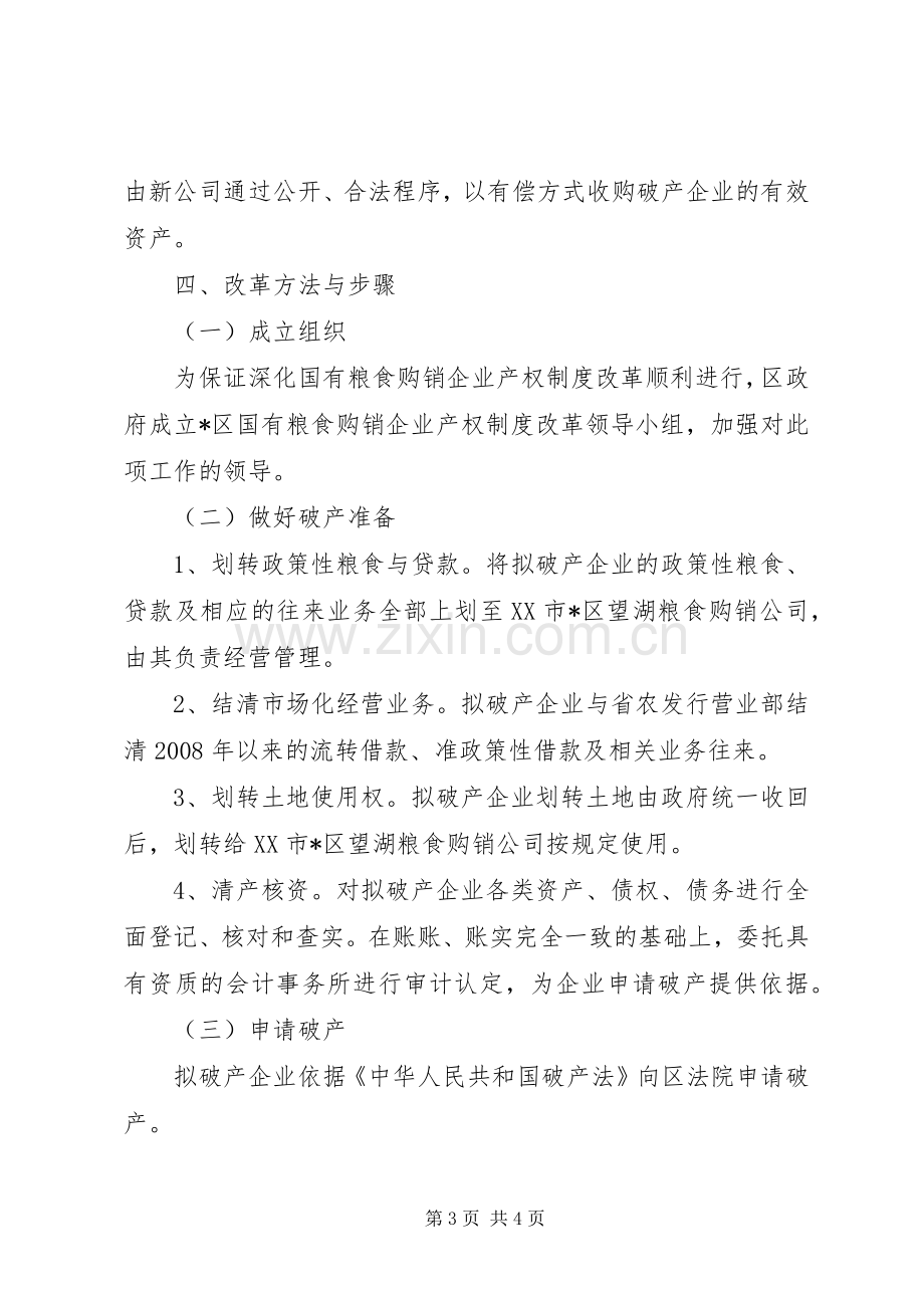 粮食购销企业产权制度改革实施方案.docx_第3页