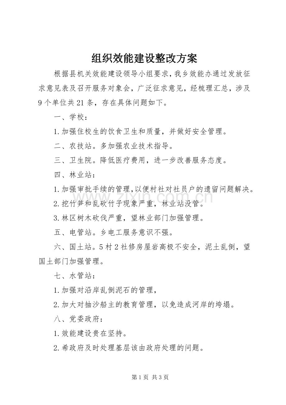 组织效能建设整改实施方案.docx_第1页