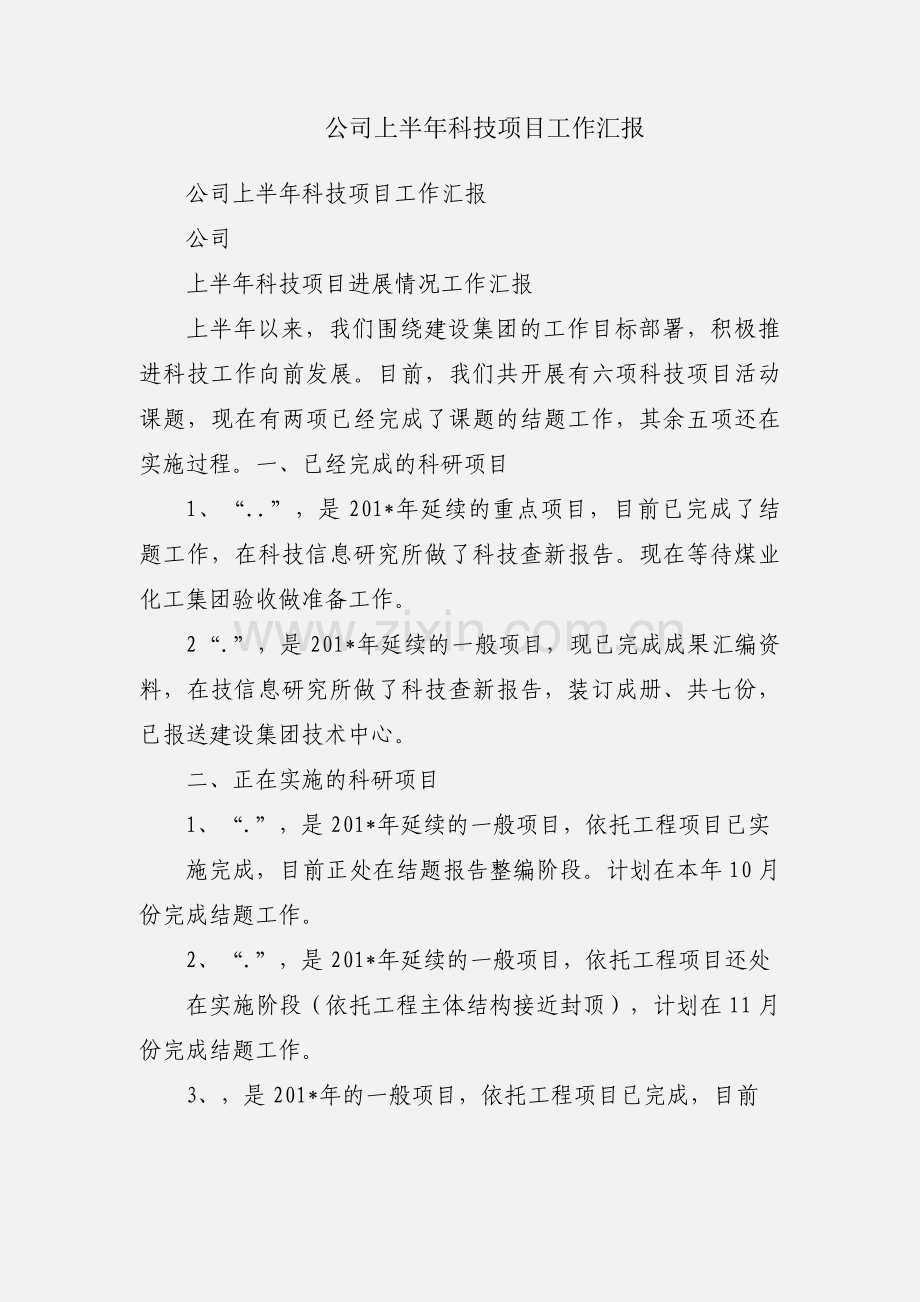 公司上半年科技项目工作汇报.docx_第1页