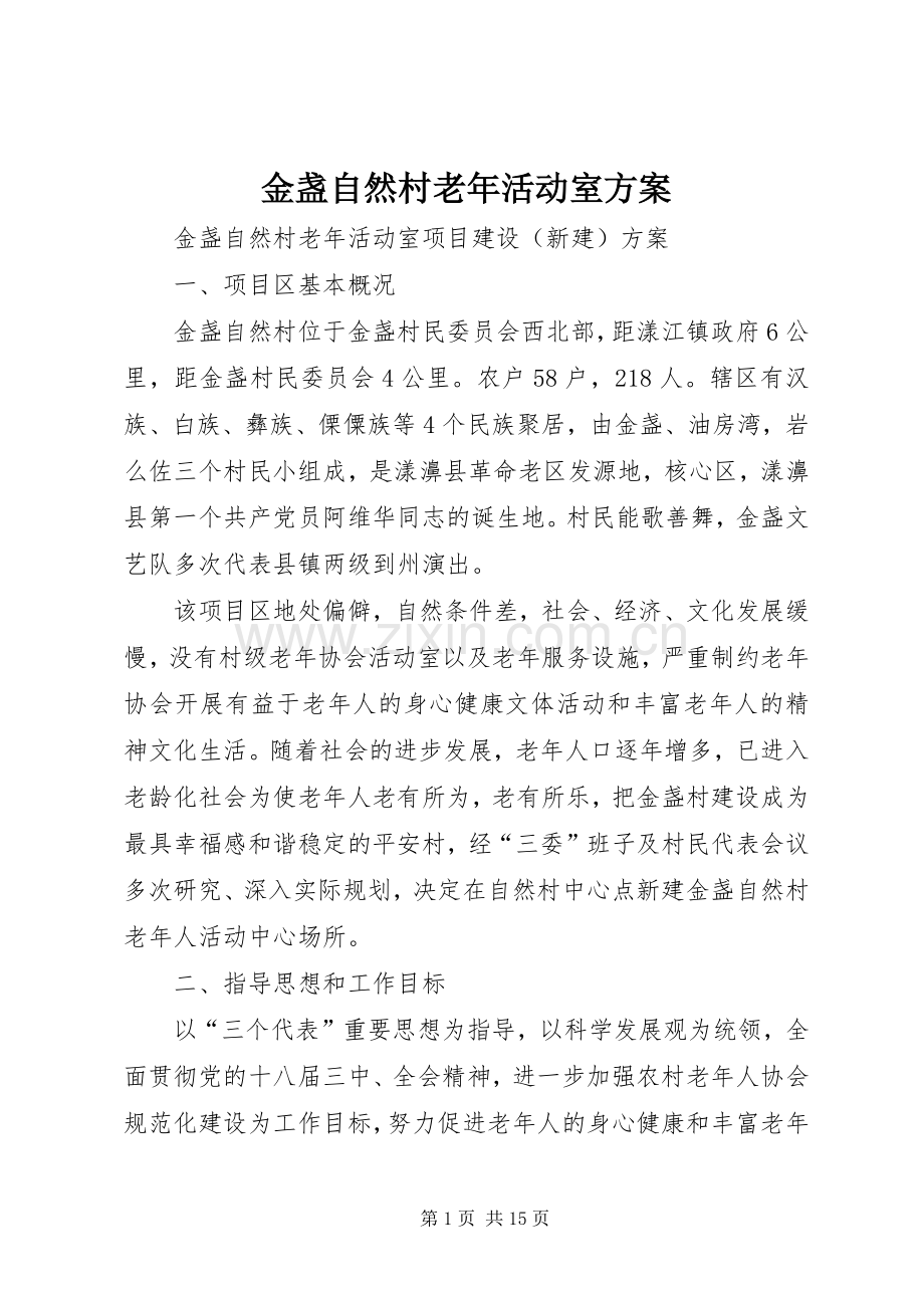 金盏自然村老年活动室实施方案.docx_第1页