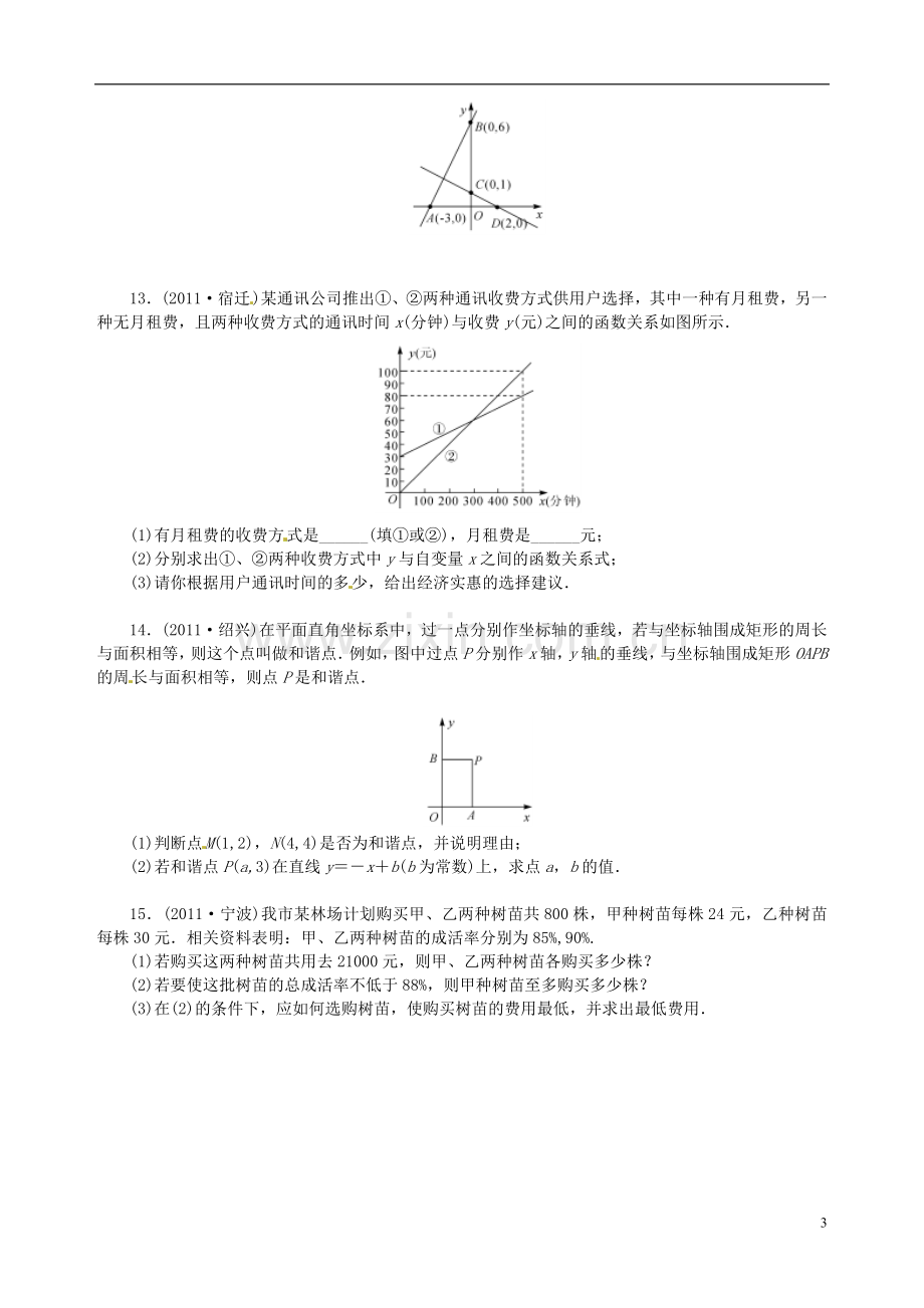 2013年中考数学知识点-一次函数复习-一次函数及其图象(无答案).doc_第3页