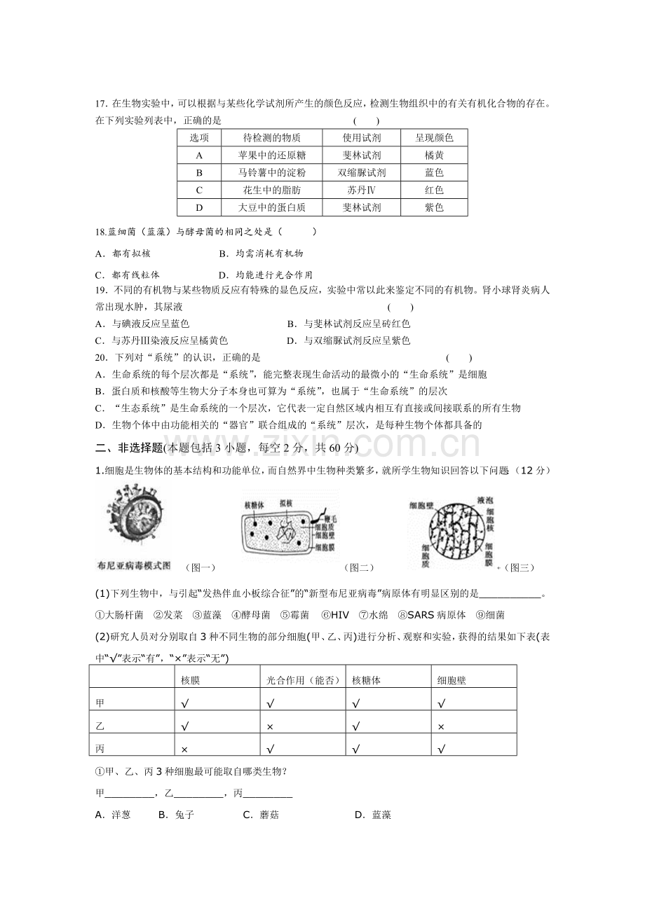 高一生物第一次月考.doc_第3页